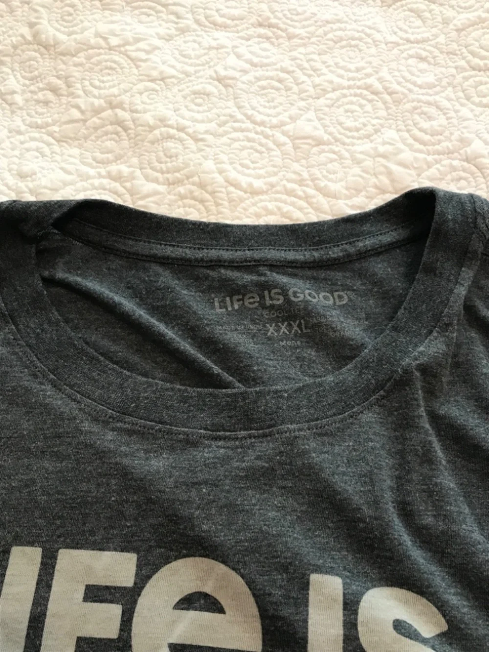 Life is Good “Go to the Gym” gray printed short sleeve crewneck tee shirt (3XL)